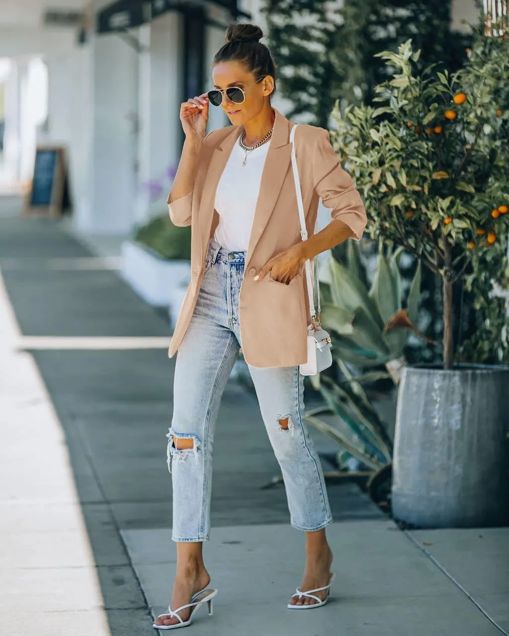 Women's 2 Piece Open Front Long Sleeve Blazer and Solid Short Pants Suit Sets