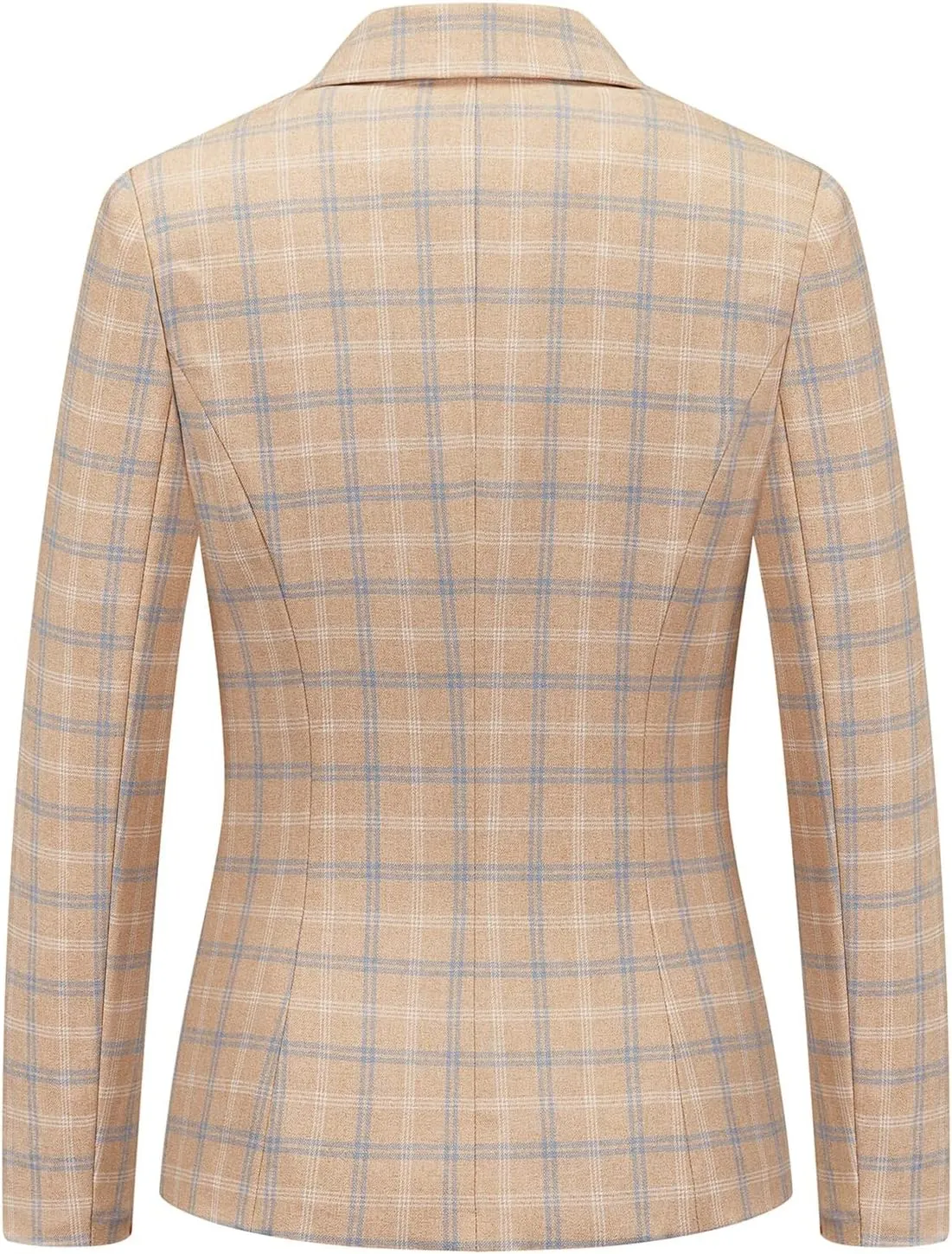 Womens 2 Piece Plaid Suits Set Business Office One Button Blazer Jacket Casual Long Sleeve Pant Suit Set