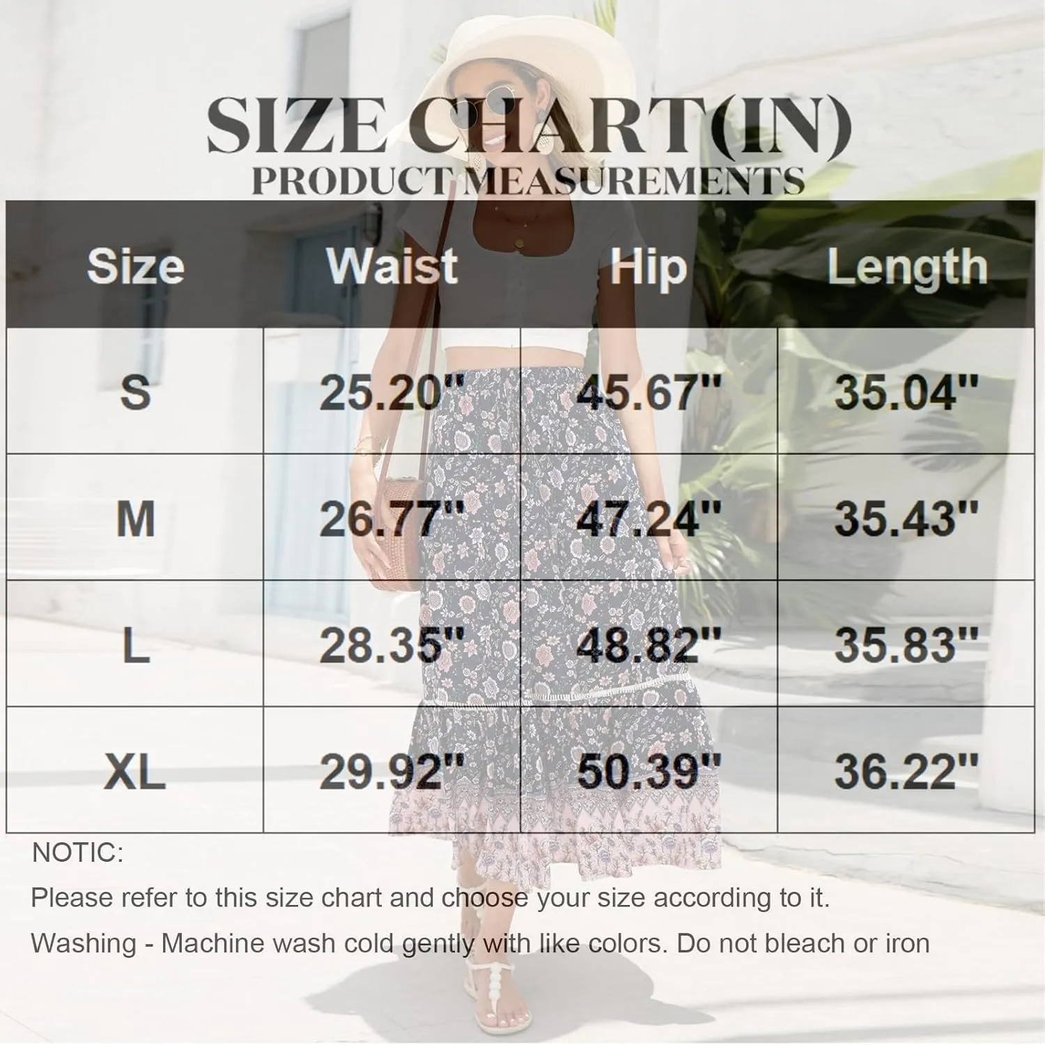 Women's 2025 Boho Skirt High Waist Floral Pleated Tiered Beach Flowy A Line Maxi Skirt, S-XL