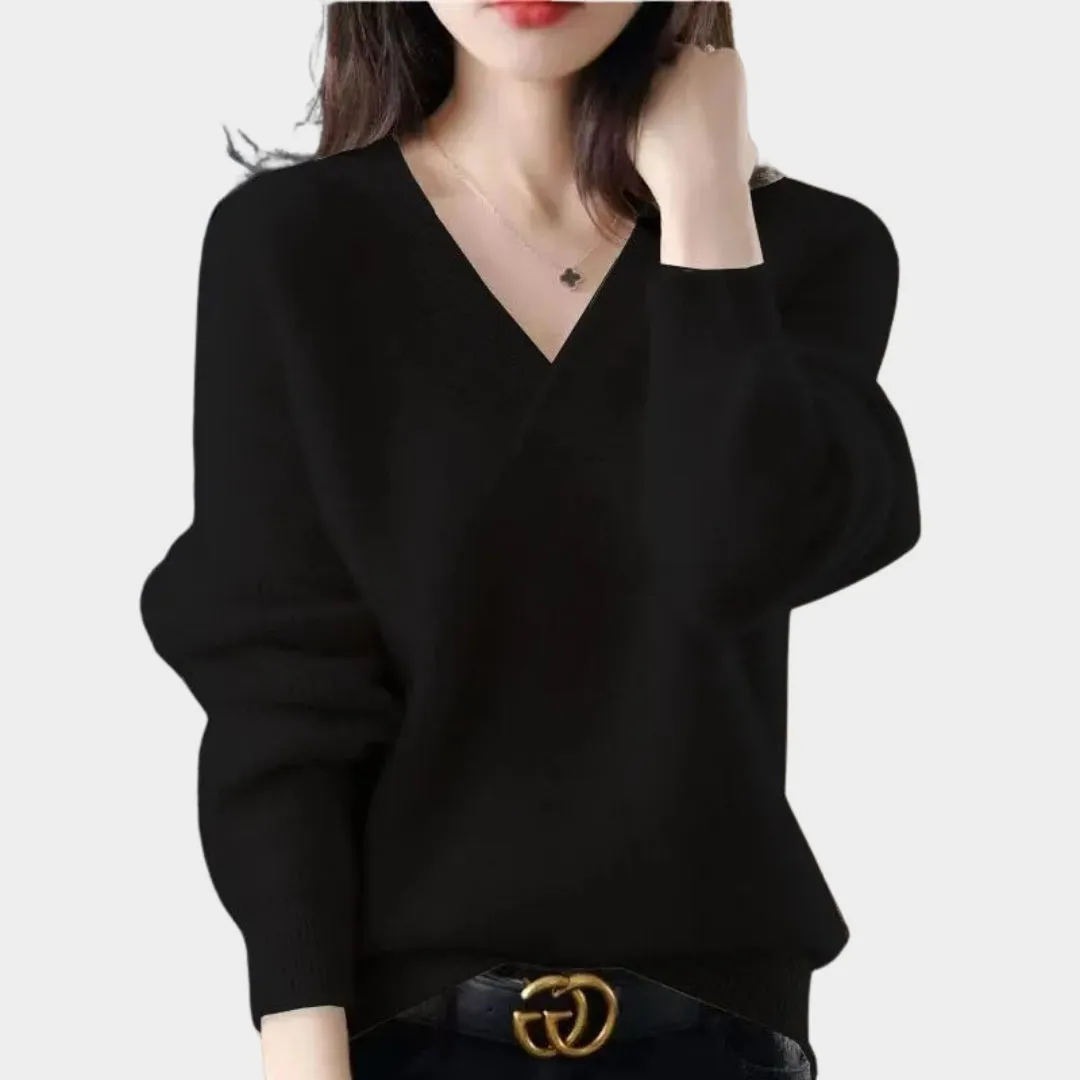 Women's Cashmere Sweater - 100% Wool - V-Neck Loose Fit  Soft Knitted Sweater in Yellow, Blue, Green, and More