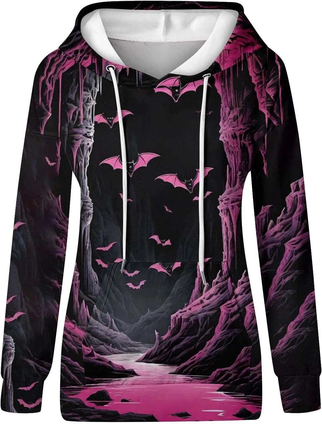 Women's Halloween Witch Shadow Print Casual Shirt Oversized Halloween Graphic Hoodie Fall Fashion Long Sleeve Pullover