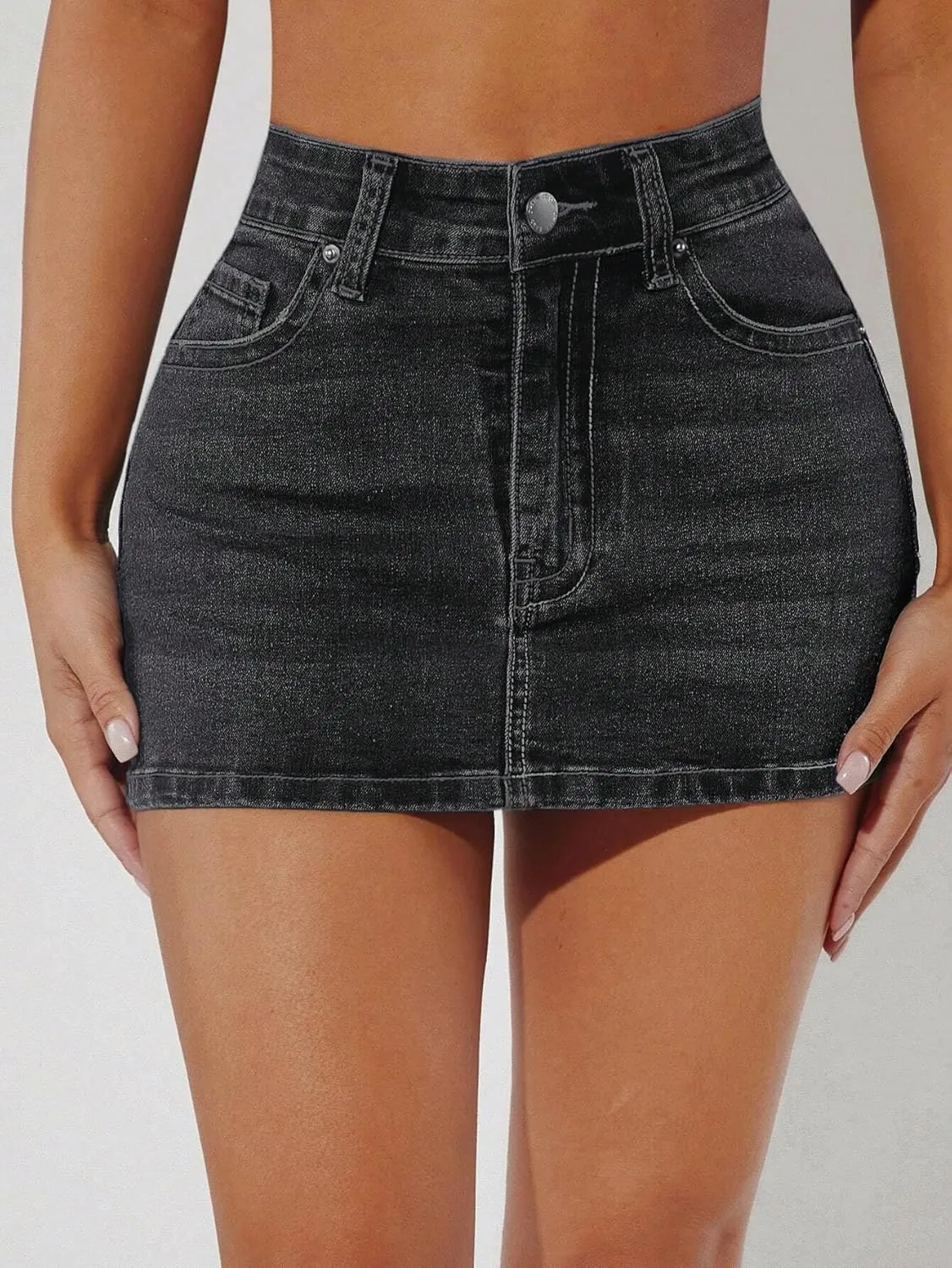 Women's Leopard Print Denim Mini Skirt High Waisted Sexy Bodycon Short Cheetah Print Jean Skirts for Women