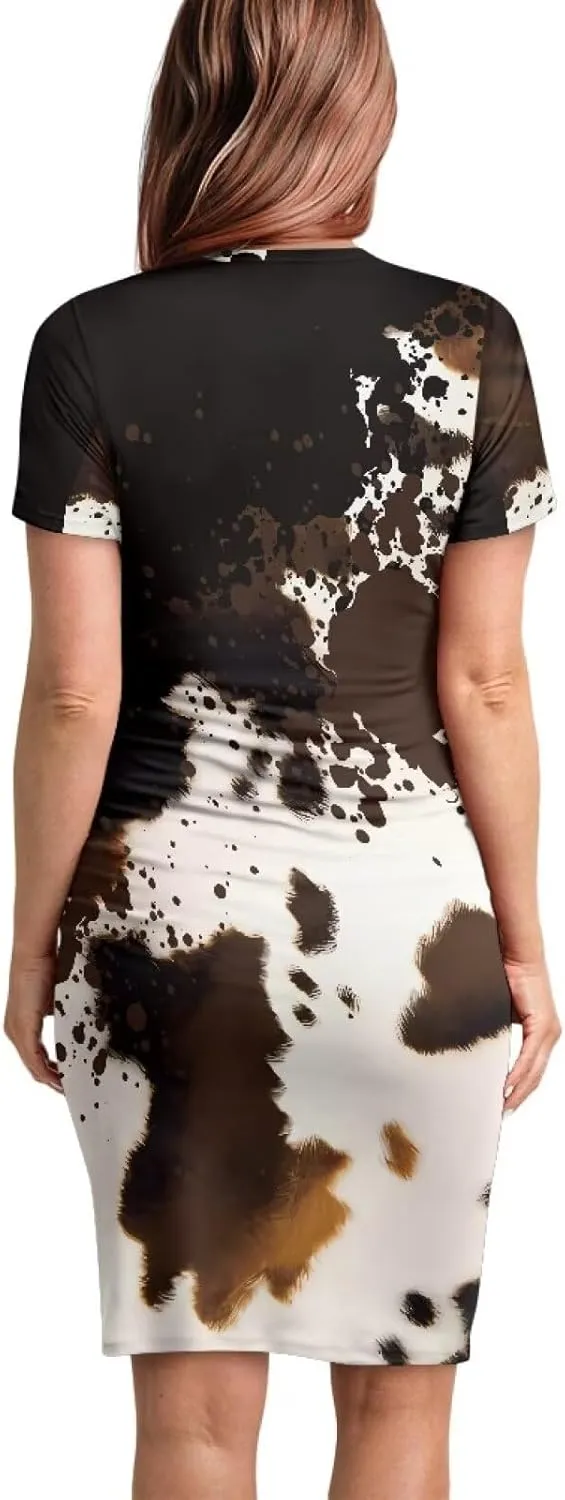 Womens Maternity Dresses Summer Midi Dresses Crewneck Pregnancy Clothes Plus Size Long Dresses for Baby Shower