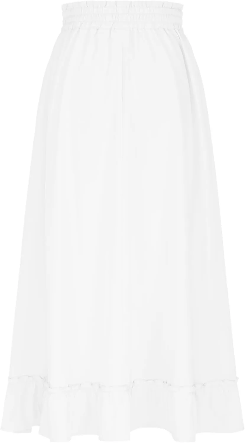 Womens Maxi Skirt Summer Trendy Drawstring Elastic High Waisted Casual Beach Flowy Swing Long Skirts with Pockets