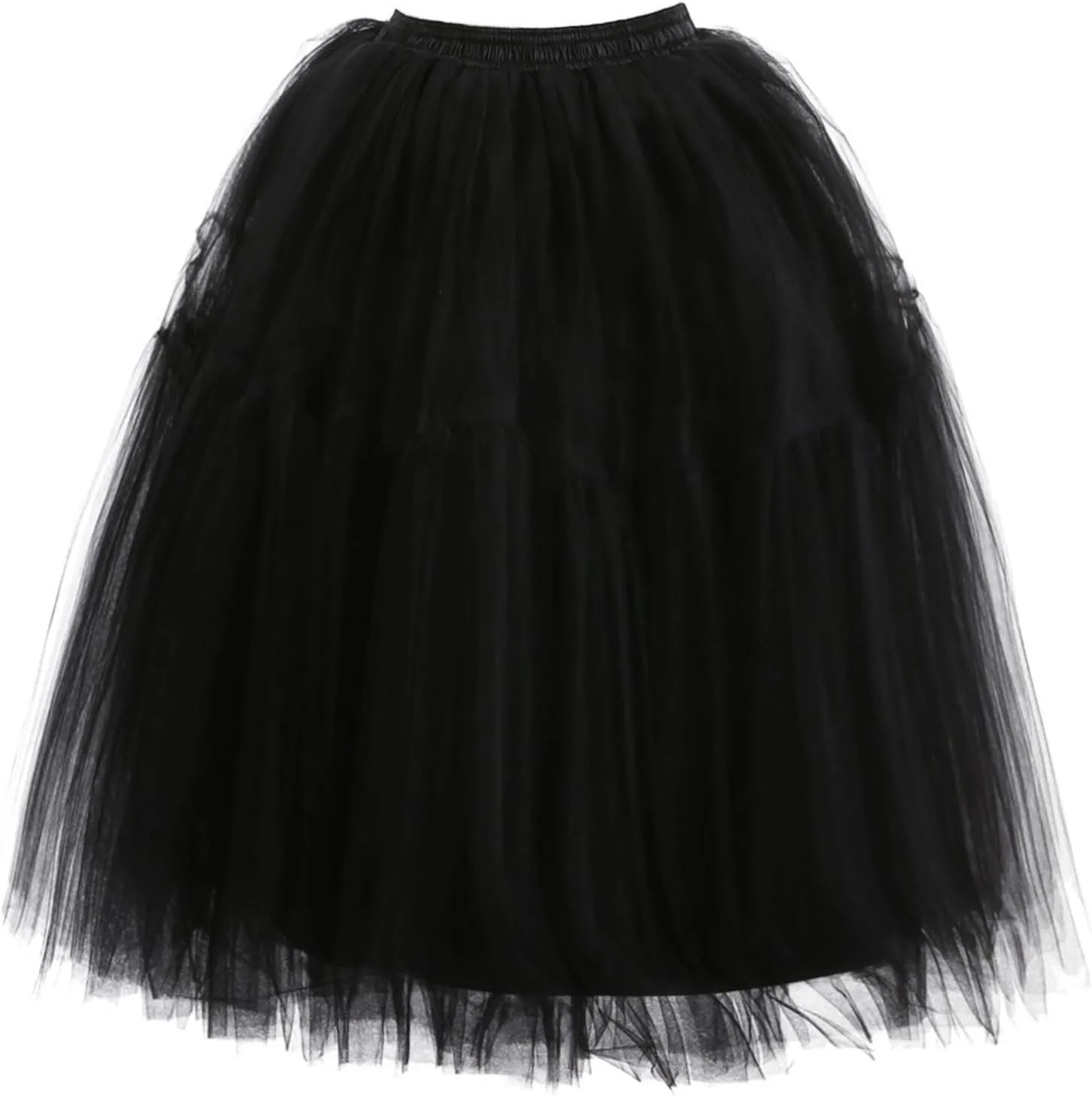 Women's Petticoat Skirt Underskirts for Cosplay Pleated Tulle Petticoat Tutu Tulle Midi Knee Length Skirt Dress