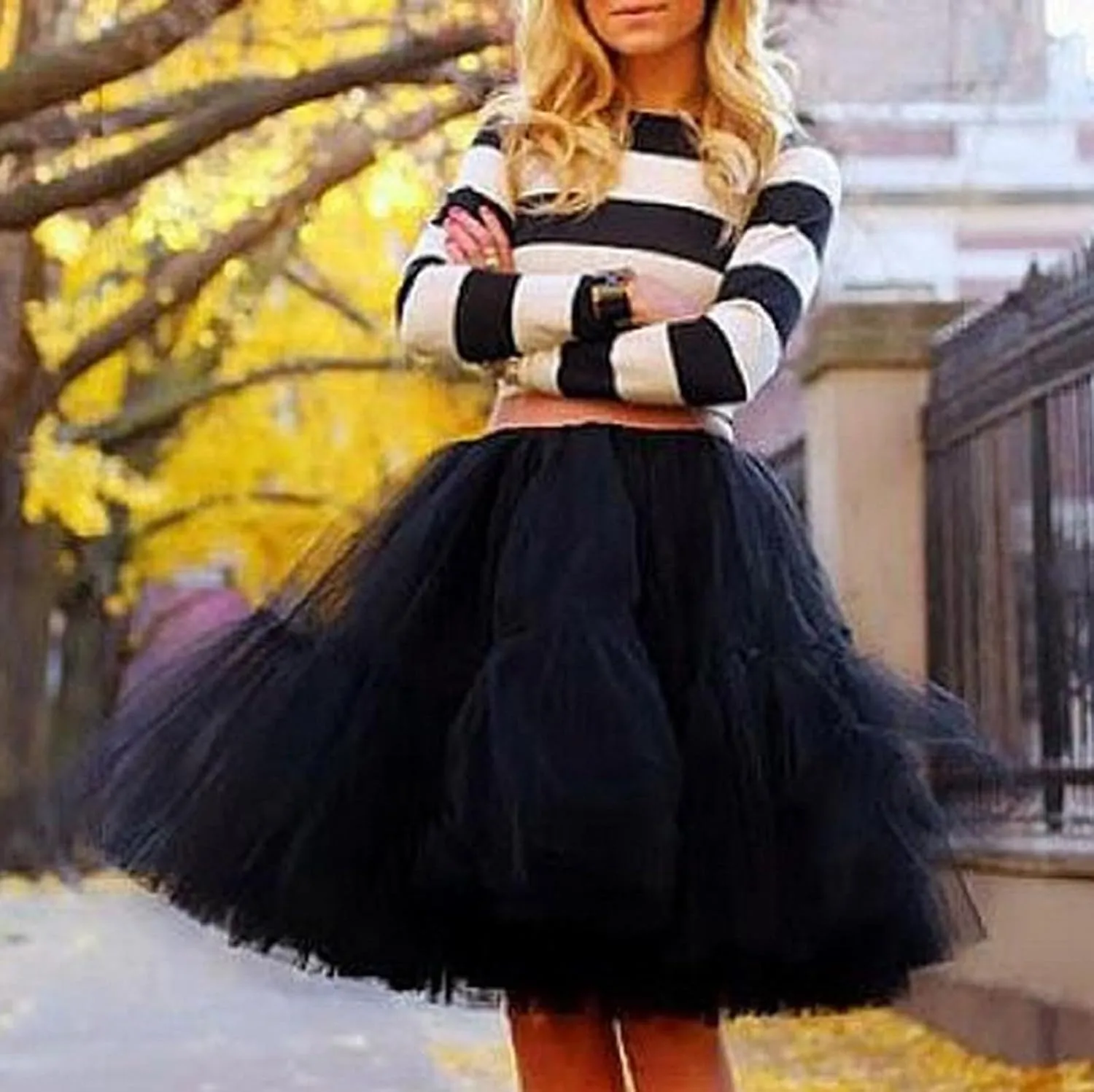 Women's Petticoat Skirt Underskirts for Cosplay Pleated Tulle Petticoat Tutu Tulle Midi Knee Length Skirt Dress