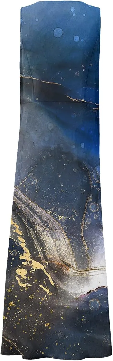 Womens Plus Size Summer Dresses 2025 Gradient Ombre Loose Casual Vacation Sleeveless Boho Tank Midi Pockets Sundresses