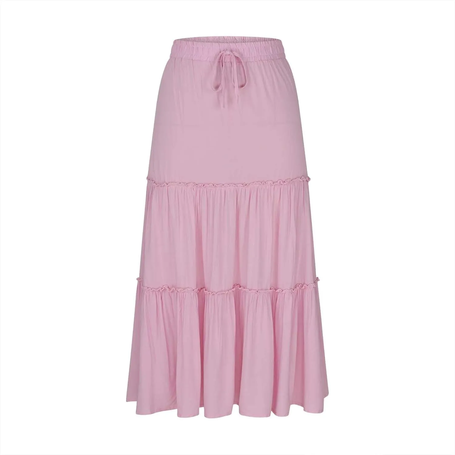 Women's Summer Casual Skirts Elastic High Waist A Line Skirt Flowy Layered Long Skirts Pencil Skirt Travel Outfit