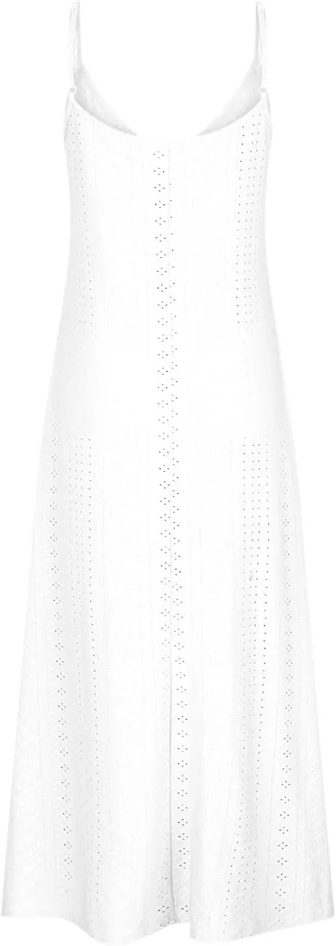 Womens Summer Dress Spaghetti Strap Long Maxi Dresses Flowy Boho Eyelet Sundresses Vacation Outfits