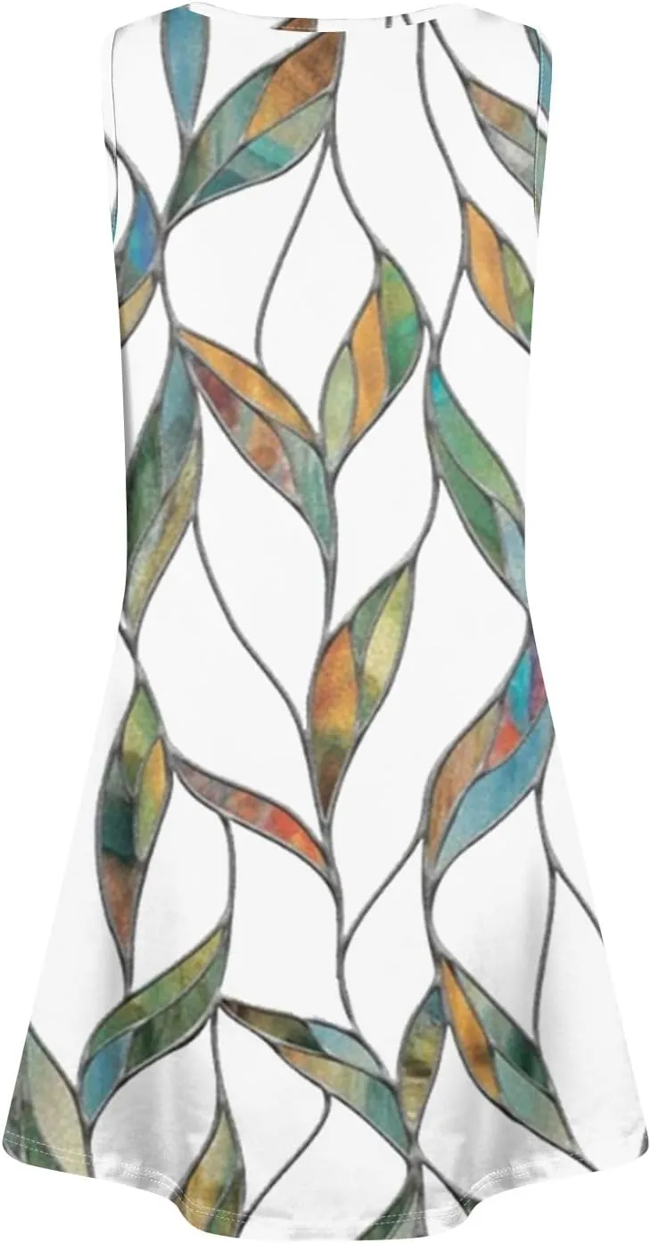 Womens Summer Dresses Casual Beach Sleeveless Loose U Neck Sundresses Dress with Pockets