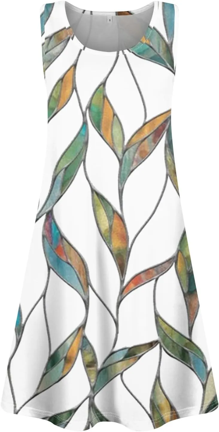 Womens Summer Dresses Casual Beach Sleeveless Loose U Neck Sundresses Dress with Pockets