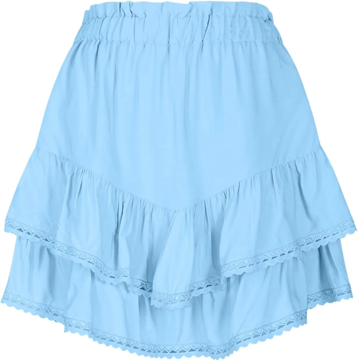 Women's Work Skirts Elegant Layered Ruffle Office Skirt High Waisted Solid Color Flowy Short Skirts Patchwork Skirt
