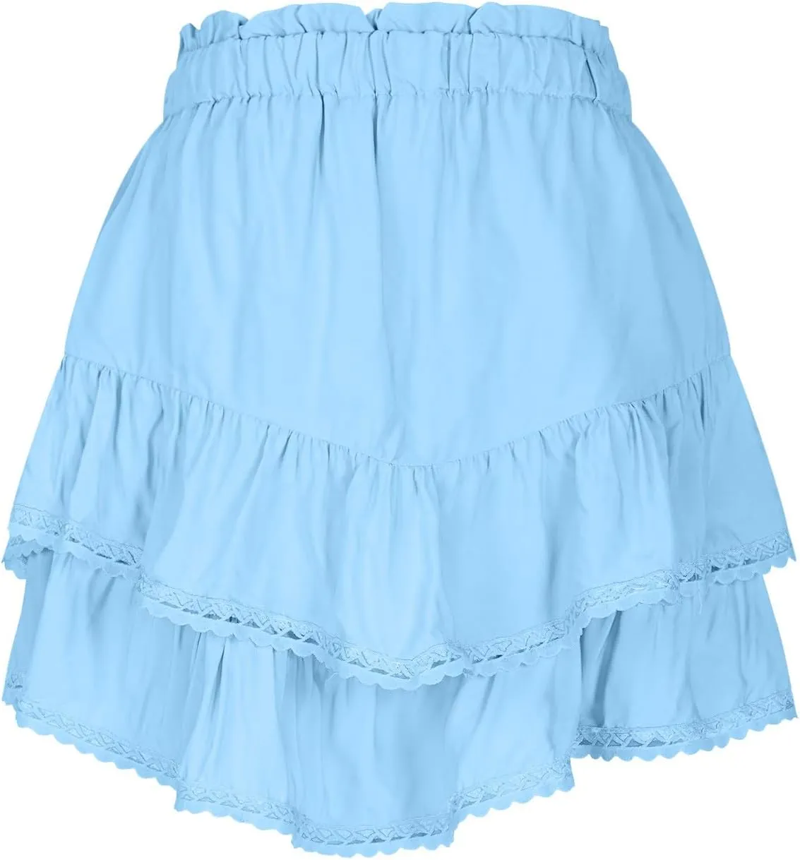 Women's Work Skirts Elegant Layered Ruffle Office Skirt High Waisted Solid Color Flowy Short Skirts Patchwork Skirt