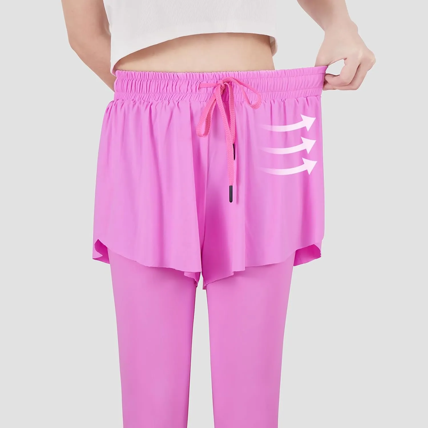 Yoga Active Leggings for Girls 2 in 1 Preppy Kids Flowy Skorts Tight Yoga Pants Tennis Skirted Leggings with Pocket